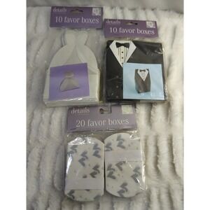 Details Wedding Favor Boxes Bridal Shower Party Favors Dress‎ Tuxedo Hearts